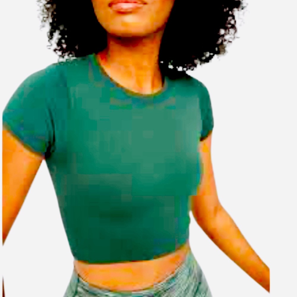 AERIE OFFLINE green sidewalk seamless cropped top women’s shirt size medium